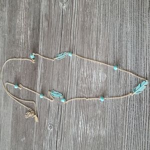 Long necklace, lighweight turquoise fashion jewellery